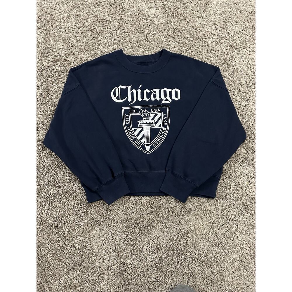 Abercrombie & Fitch Navy Blue Chicago Graphic Crewneck Sweatshirt